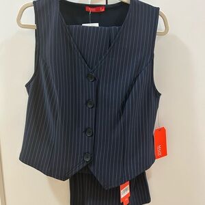 Navy Pinstripe Vest and pants Set